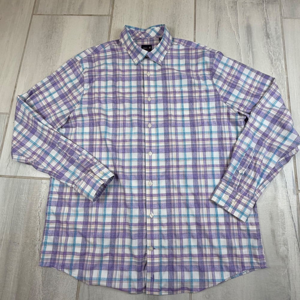 johnnie-O Matador Performance Shirt Mens XL Grape Purple Plaid JMWL8530 Stretch